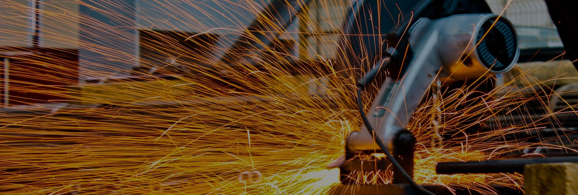 Industrial metal-cutting operation with sparks