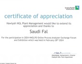 Appreciation letter presented by Saudi Aramco